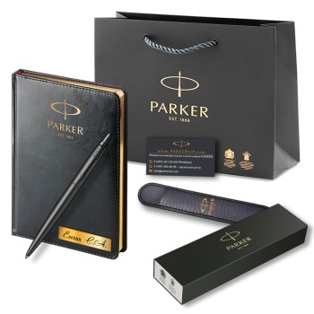 Подарочный набор: Ручка шариковая Parker Jotter Monochrome XL SE20, Black BT + Ежедневник Black GS